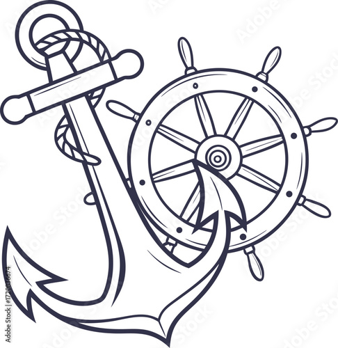 Anchor reliability outline icon vector on transparent.