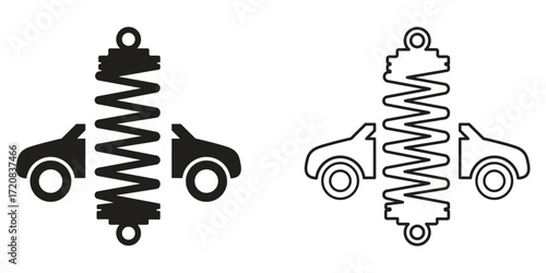 Silhouette vector of car suspension symbol for automotive engineering and mechanical system illustration