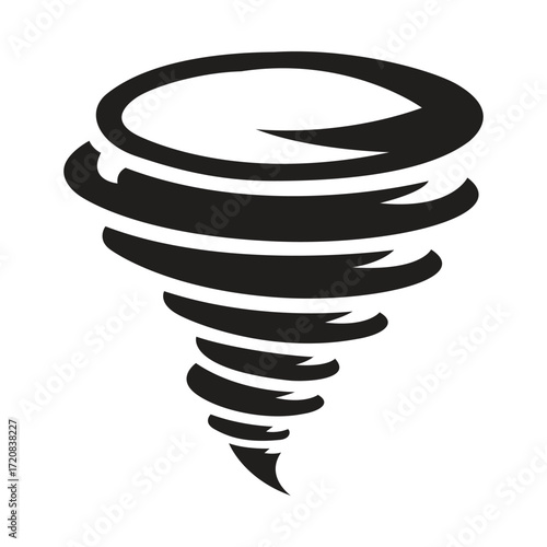 Vector silhouette of powerful tornado with spiral funnel shape
