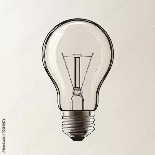 Classic Incandescent Light Bulb with Visible Filament.