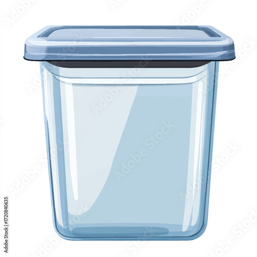  Clear glass food storage container with a blue lid