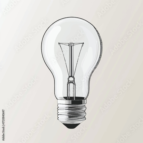 Clear Glass Incandescent Light Bulb with Filament and Screw Base.