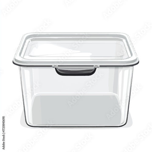 Clear Rectangular Food Storage Container with White Lid and Black Clip