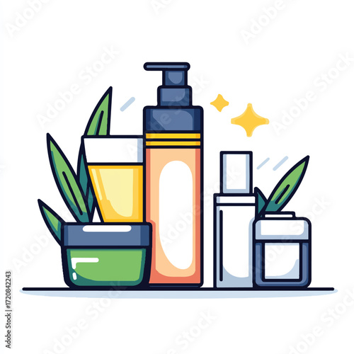 Collection of beauty products skincare cosmetic