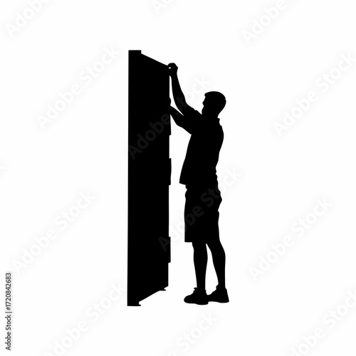 Silhouette of technician installing security patch on server