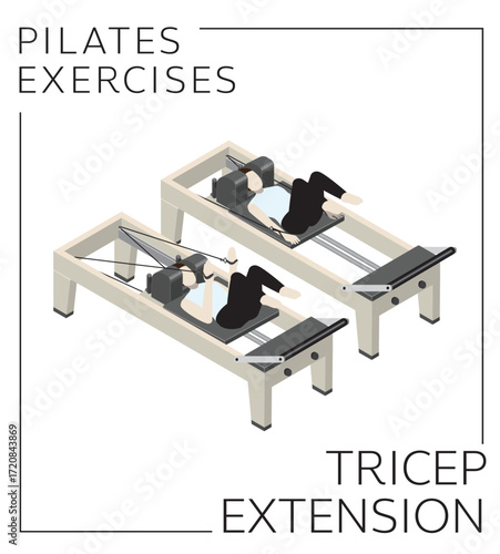 Pilates Exercise Tricep Extension on the Reformer Vector