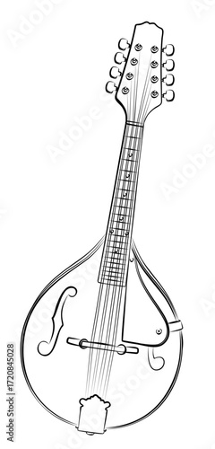 The sketch of a small stringed Mandolin.
