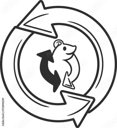 Flat design circle refresh icon bold stroke.