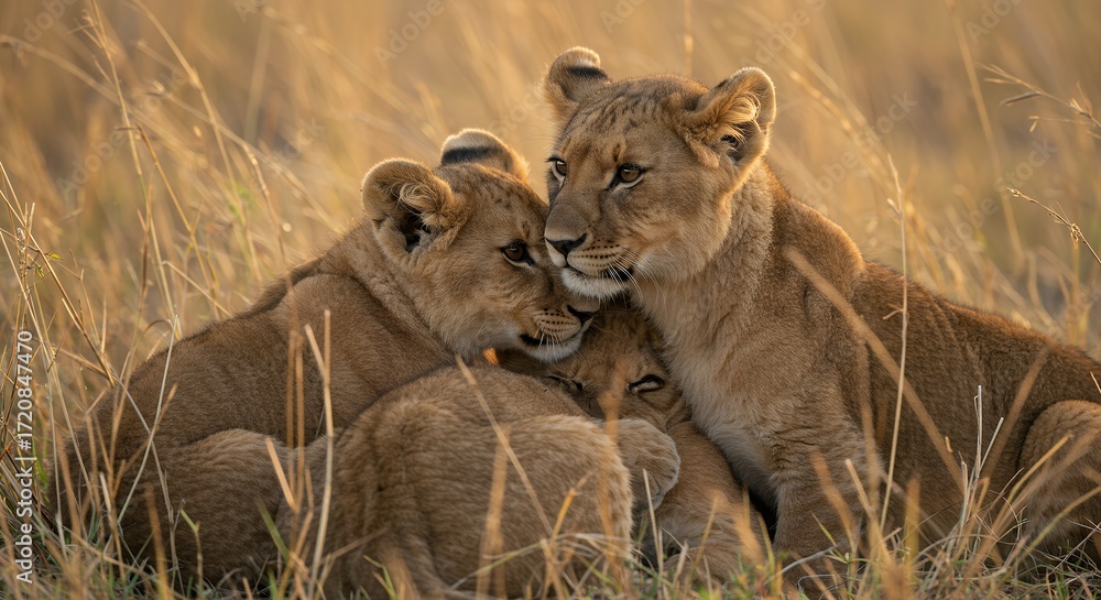 Obraz premium Lion cubs close up