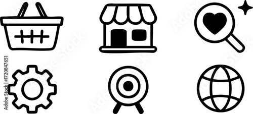 Ecommerce and online shopping icon set.