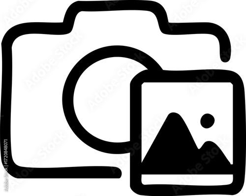 Handdrawn style icon of a camera with an image overlay.
