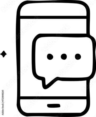 Mobile Phone with Chat Bubble Icon.