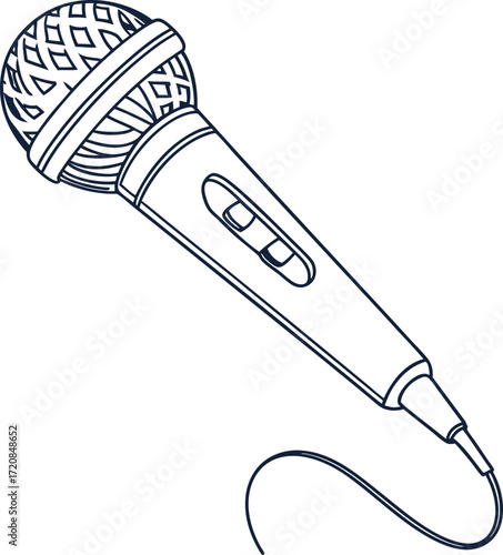 Handheld microphone outline icon in minimal line art style.
