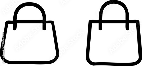 Two simple outline shopping bags for retail and ecommerce.
