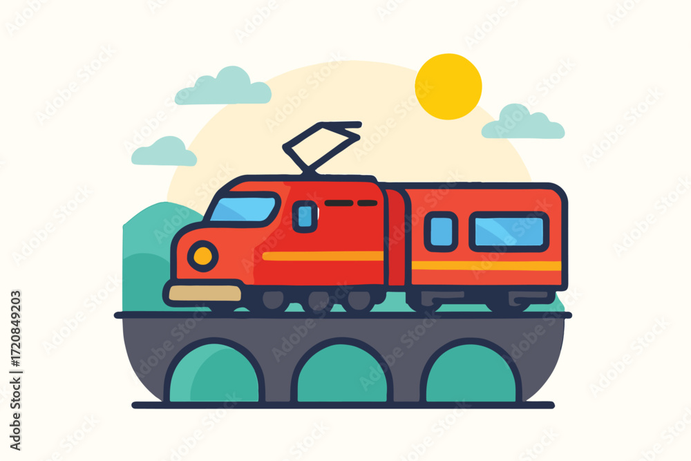 Fototapeta premium vector illustration of a cartoon train