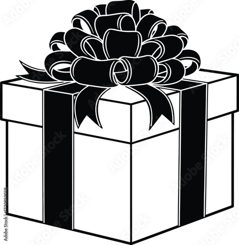 Festive gift box adorned with a large ribbon bow, ready for celebration