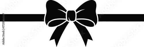 Elegant black ribbon and bow graphic on white background