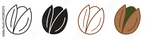 Pistachio icon set , pistachio nut healthy and organic food ingredient vector illustration isolated on white background .