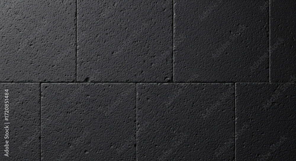 Fototapeta premium Textured surface of honed basalt tile, dark charcoal color, slightly rough and uniform finish, natural stone, macro shot