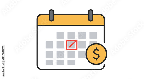 Calendar icon with a dollar sign, indicating financial planning and scheduling of payments.