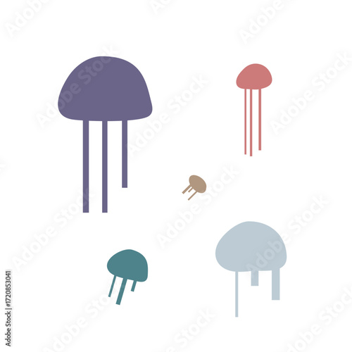 Jellyfish logo icon sign silhouette Modern creative abstract design App minimal simple style Template brand product Fashion print for clothes greeting invitation card flyer banner poster cover book ad