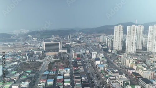  aerial view of Chungju City Hall in Korea