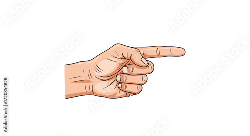 Hand pointing to the right side with index finger extended.