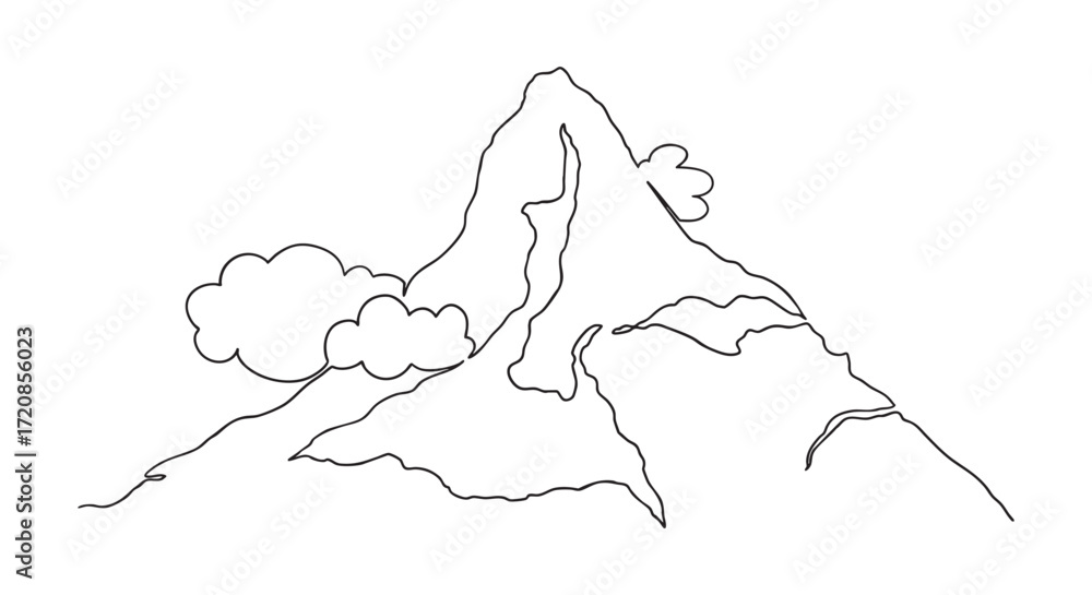 custom made wallpaper toronto digitalOne Line Mountain Drawing with Clouds