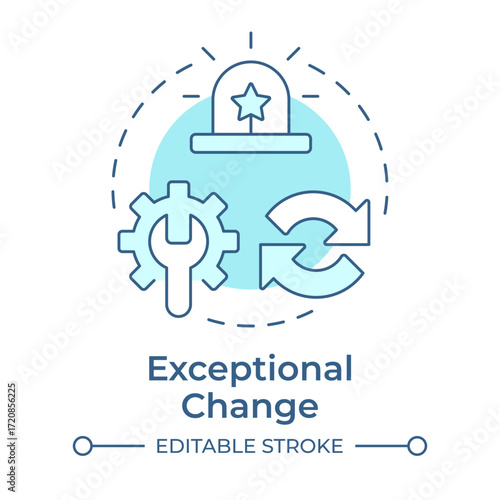 Exceptional change soft blue concept icon. Urgent reaction on crisis. Innovation management type. Round shape line illustration. Abstract idea. Graphic design. Easy to use in presentation