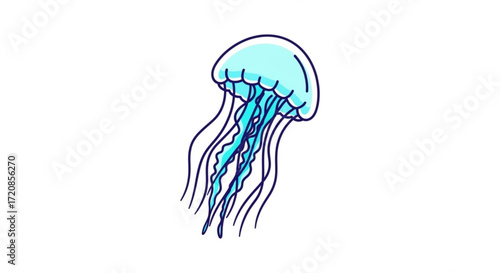 Explore the ocean with this jellyfish vector illustration, sea life aquatic animal marine biology art drawing