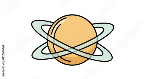 Saturn planet vector illustration with rings astronomy space celestial body solar system icon graphic design