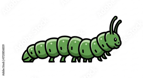 Cartoon green caterpillar illustration vector image for kids books and educational resources clip art drawing