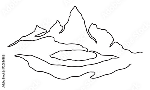 Wallpaper Mural Minimalist Mountain Line Drawing with Lake Torontodigital.ca