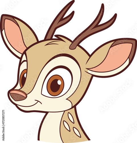 Vector art of cute cartoon deer fawn headshot