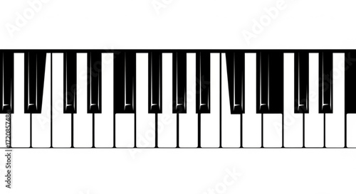 Piano keyboard keys black and white musical instrument music lessons playing song melody octave illustration