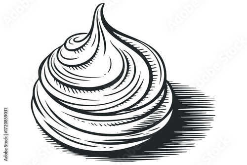 Whimsical Swirl of Cream. Vector hand drawn illustration