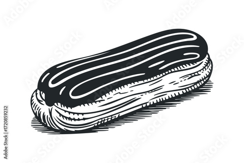 Pâtisserie Éclair on Transparent. Vector hand drawn illustration