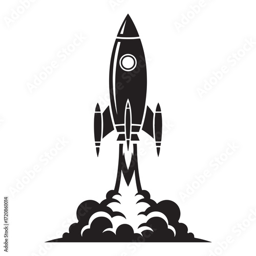 Rocket Launch Silhouette Vector Illustration