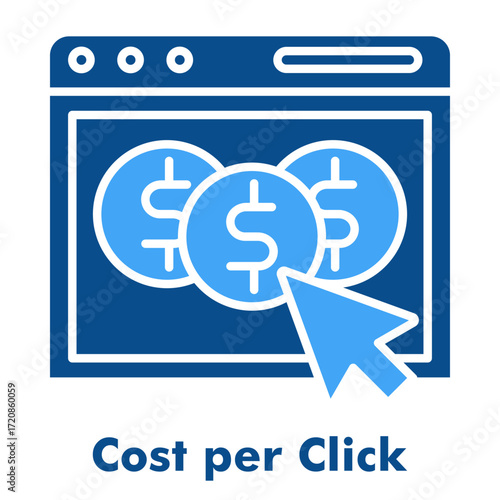 Cost per Click Two Color Icon Solid Style