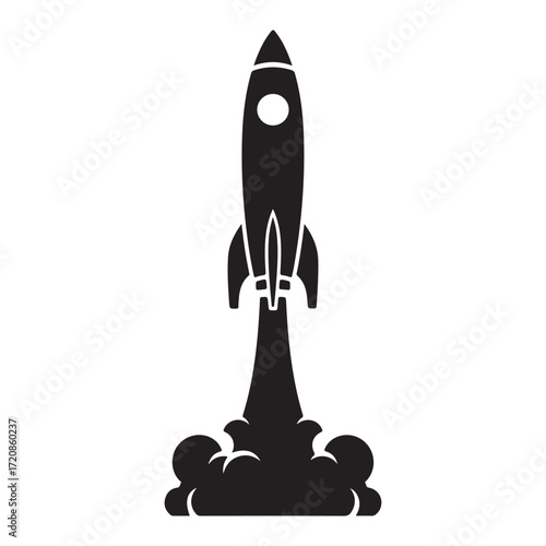 Rocket Launch Silhouette Vector Illustration