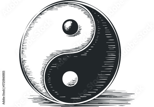 Yin Yang Symbol Hand Drawn Sketch. Vector hand drawn illustration