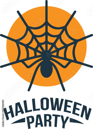 halloween party design. scary black spider silhouette creepy festive vector illustration