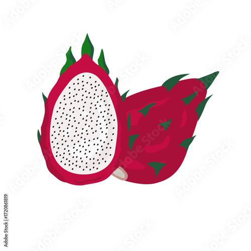 dragon fruit on white background