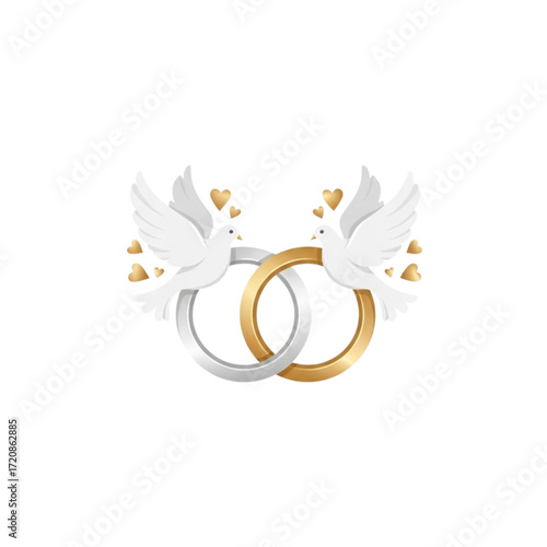 Celebrate eternal love with this stunning wedding ring and dove art, the perfect symbol of commitment and devotion for your special day