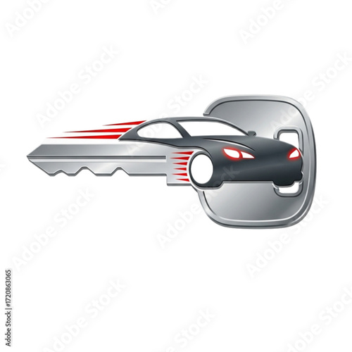 Dynamic car key logo for automotive, locksmith, and vehicle security businesses, conveying speed, reliability, and modern design in branding projects