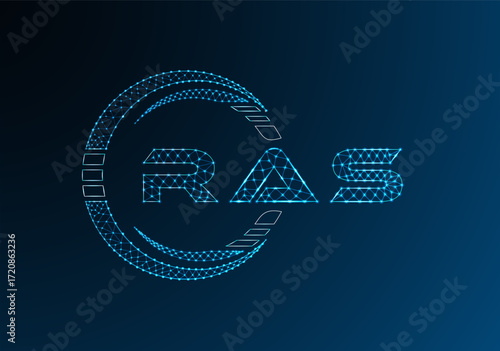 RAS low poly letter logo vector design. RAS lower poly logo design. Low poly logo.