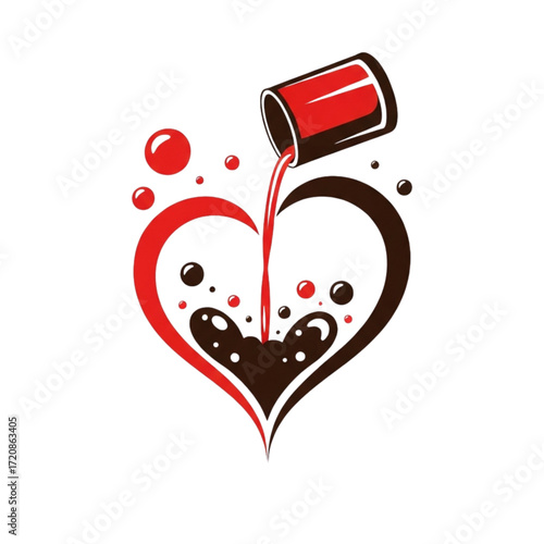 Pouring love, a dynamic heart design that evokes passion, connection, and heartfelt emotion for romantic themes and creative concepts, originally vector