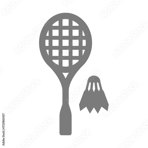 Badminton game vector icon. Racquet or racket with shuttlecock or shuttle.