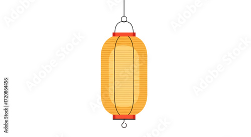 Elegant Yellow Lantern Illustration for Cultural Celebrations and Interior Decoration Projects, adding a touch of Asian flair and festive charm to any design