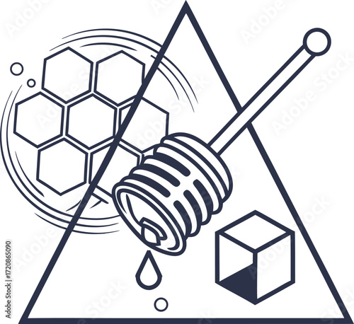 Modern honey dipper icon in geometric style with clean lines.